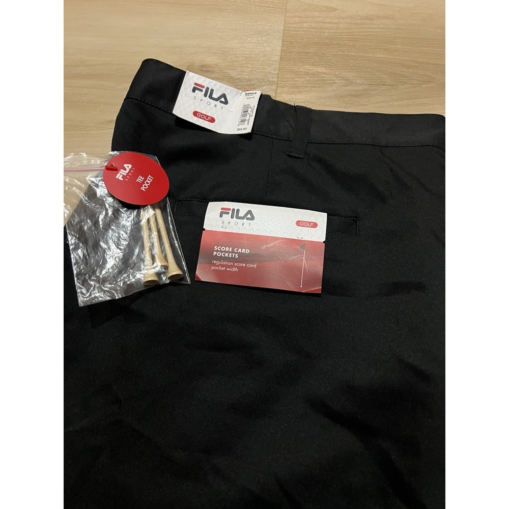 NWT Men's Fila Sport Golf Shorts Scorecard Pockets Tee Pocket Size 46 Black